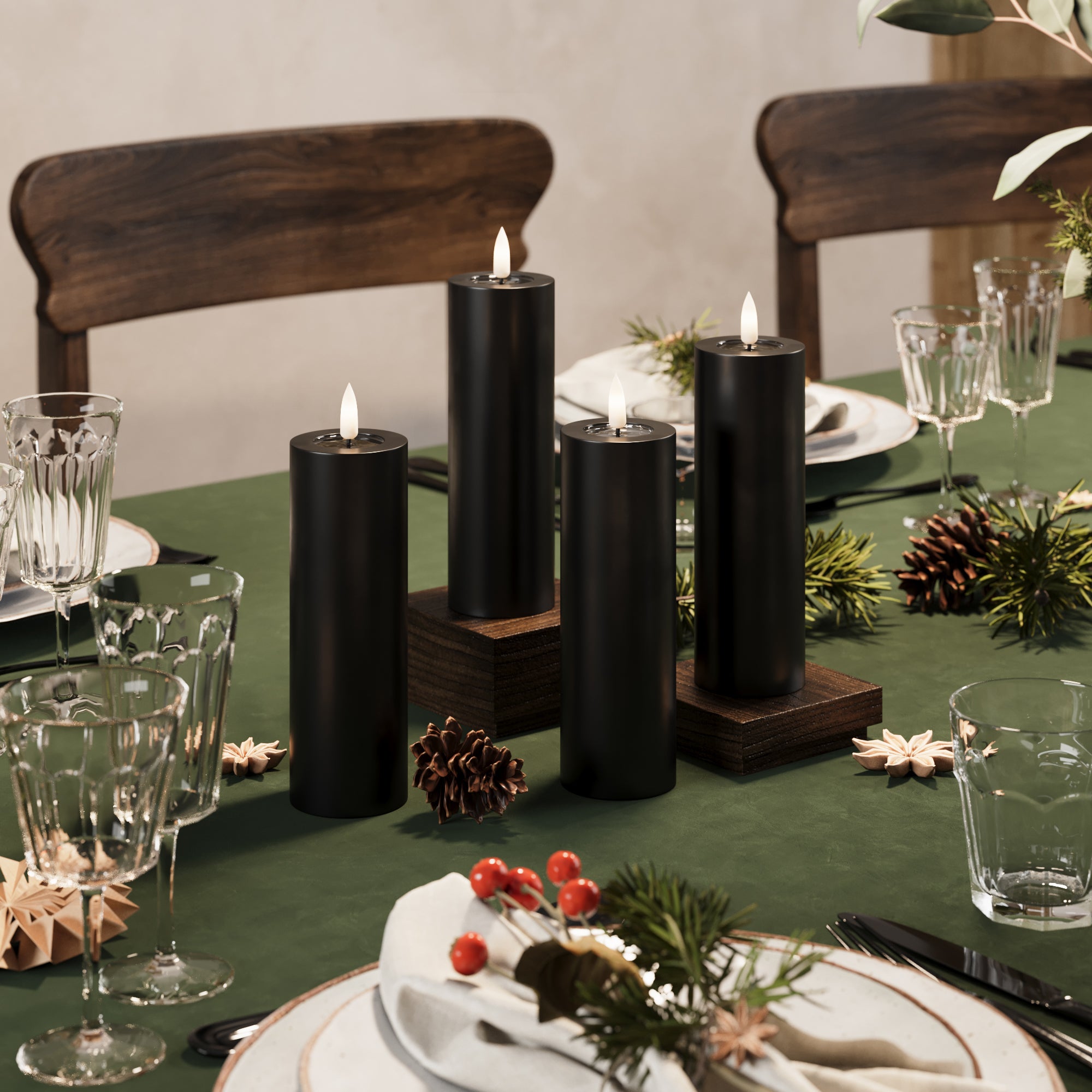 LED блокови светлини Ø 5 x 15 cm Черно - 4 бр