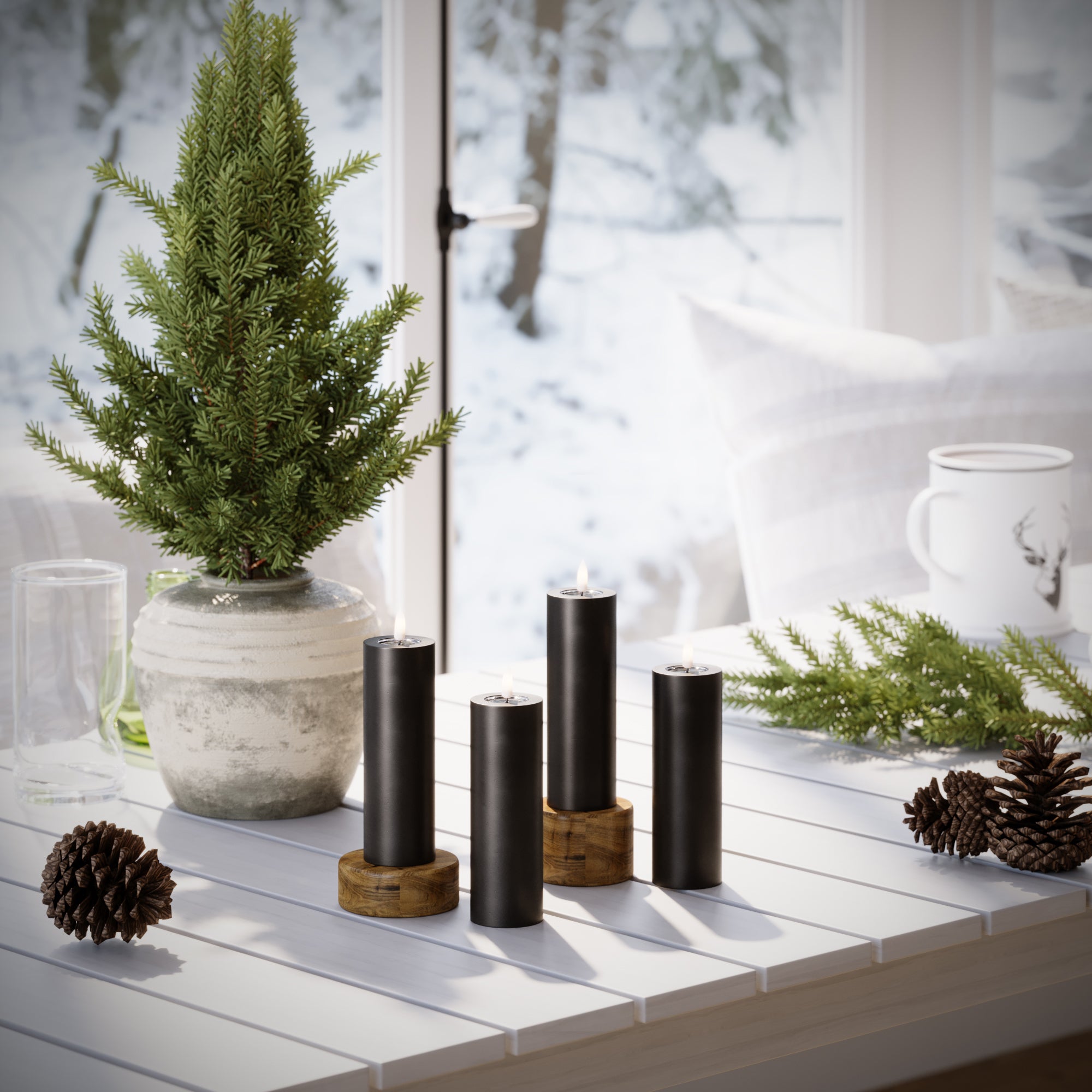 LED блокови светлини Ø 5 x 15 cm Черно - 4 бр