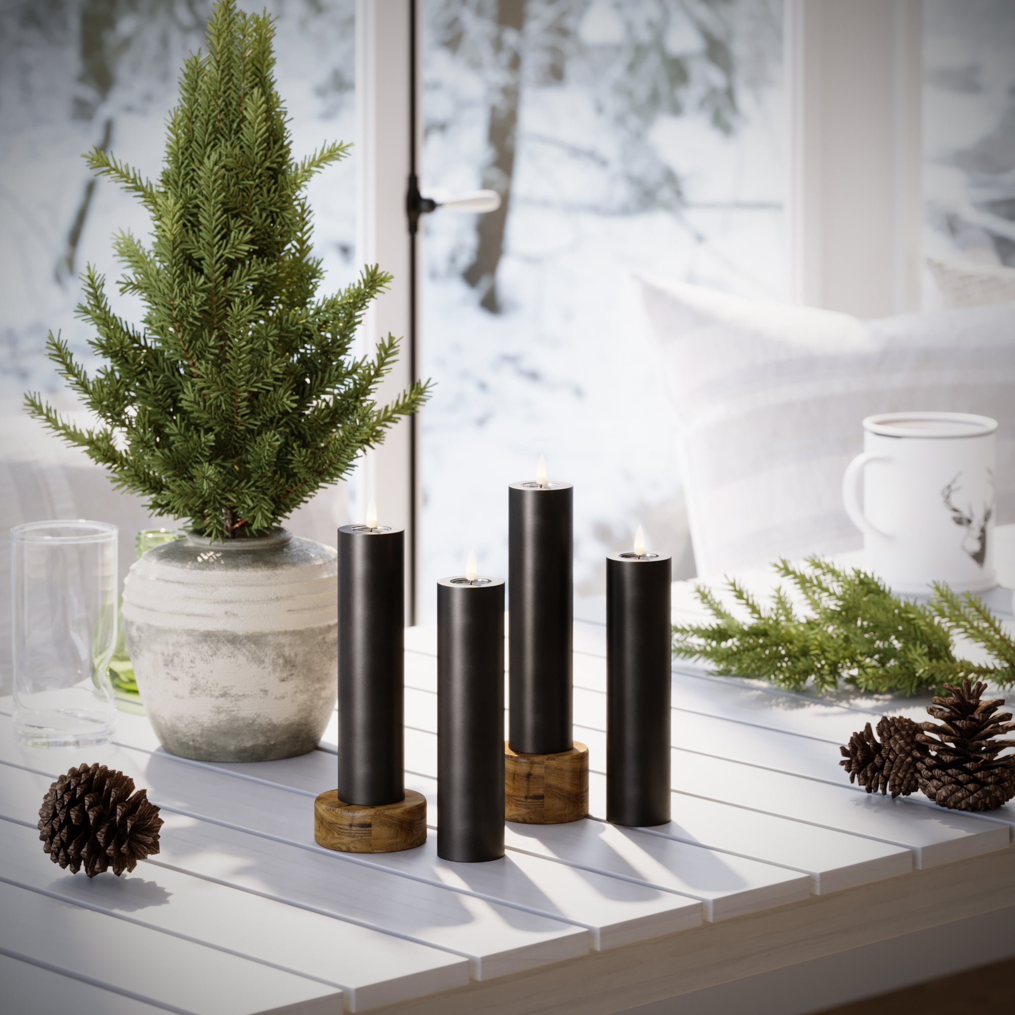 LED блокови светлини Ø 5 x 20 cm Черно - 4 бр