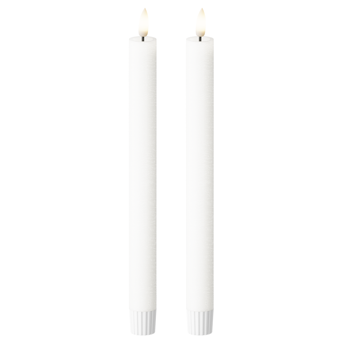LED Kronelys 2 stk., Ø 2,2 x 24,5 cm Hvit