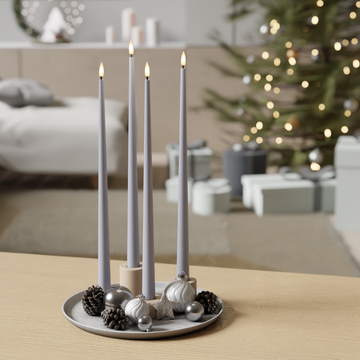 Deluxe Homeart LEDs Vela afilada pacote - Azul empoeirado - 4 peças 38 cm 1