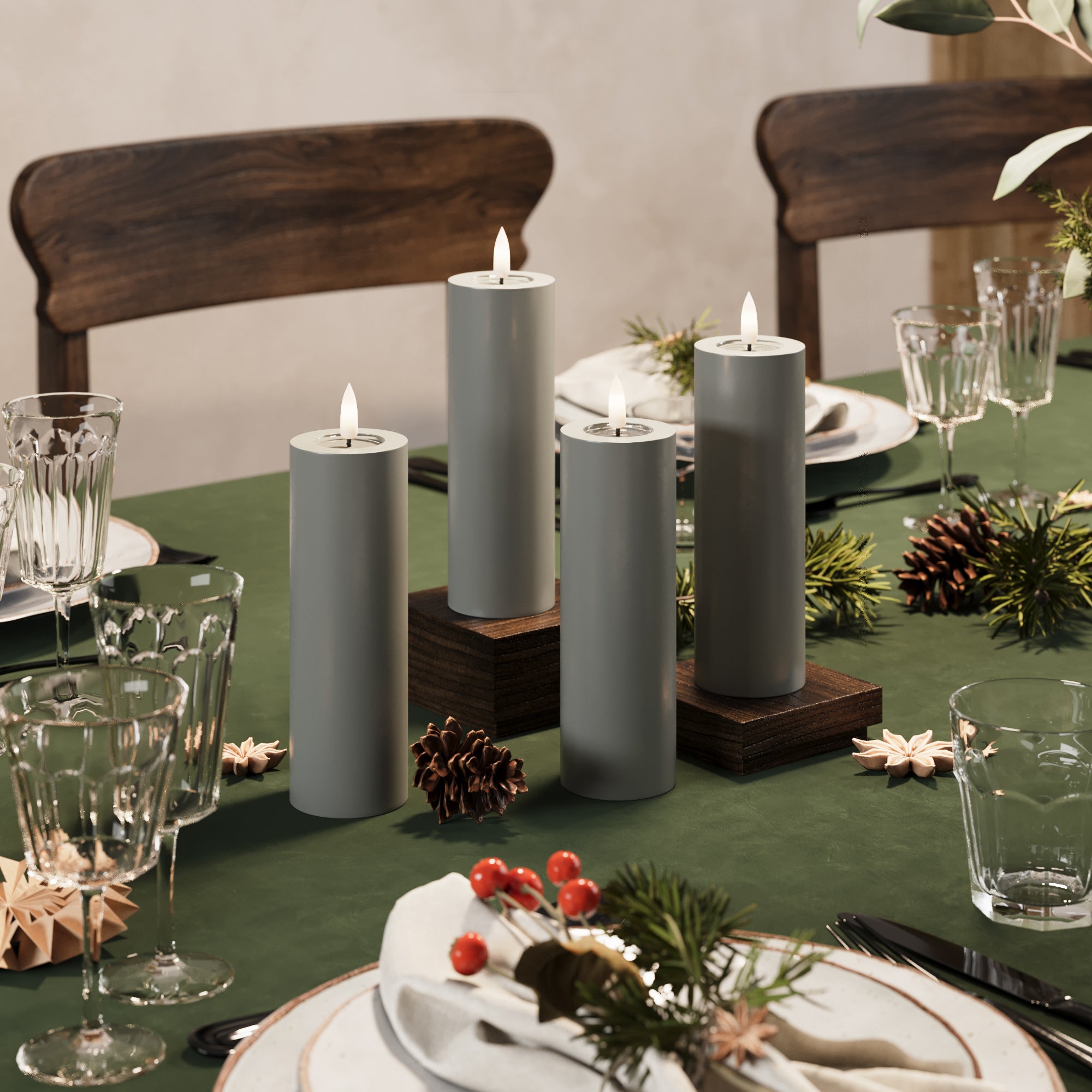 Φώτα μπλοκ LED Ø 5 x 15 cm Γκρι - 4 τεμ.