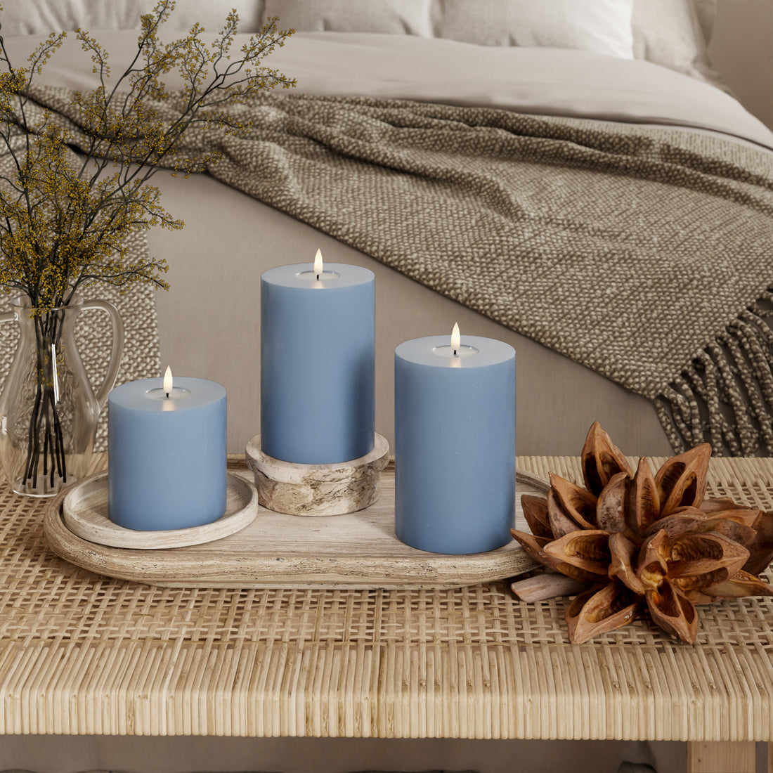 LED блок светлина Ø 10 x 10 + 15 + 20 cm Ледено синьо