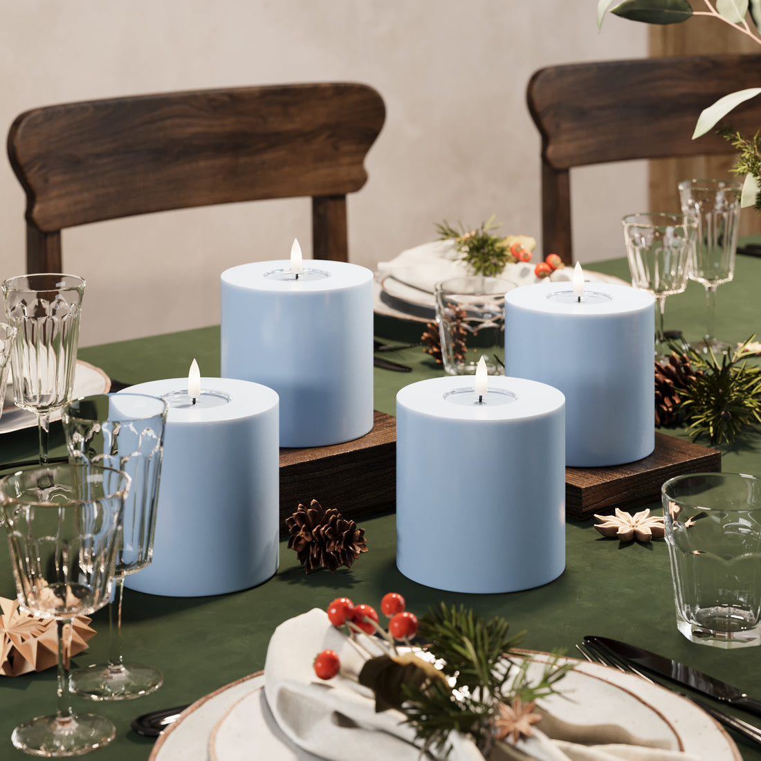 LED блокови светлини Ø 10 x 10 cm Ледено синьо - 4 бр