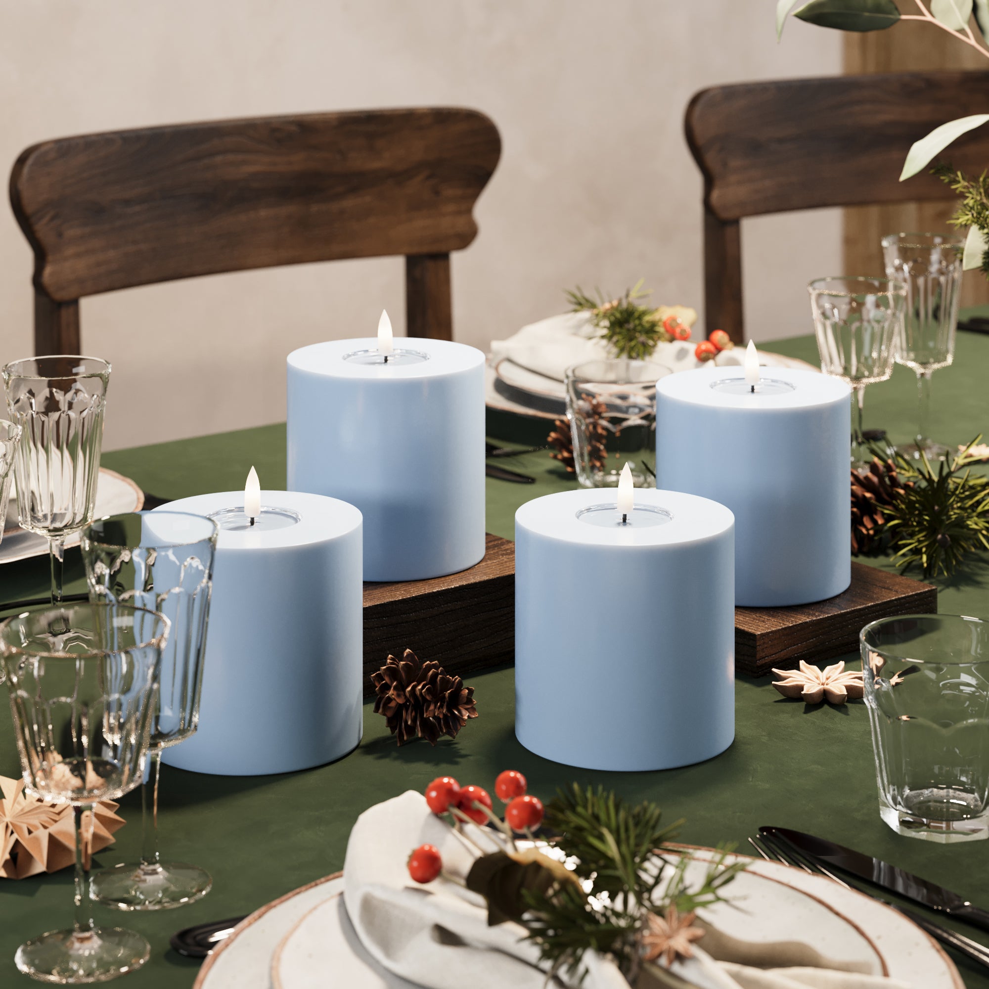 Φώτα μπλοκ LED Ø 10 x 10 cm Παγωμένο μπλε - 4 τεμ.