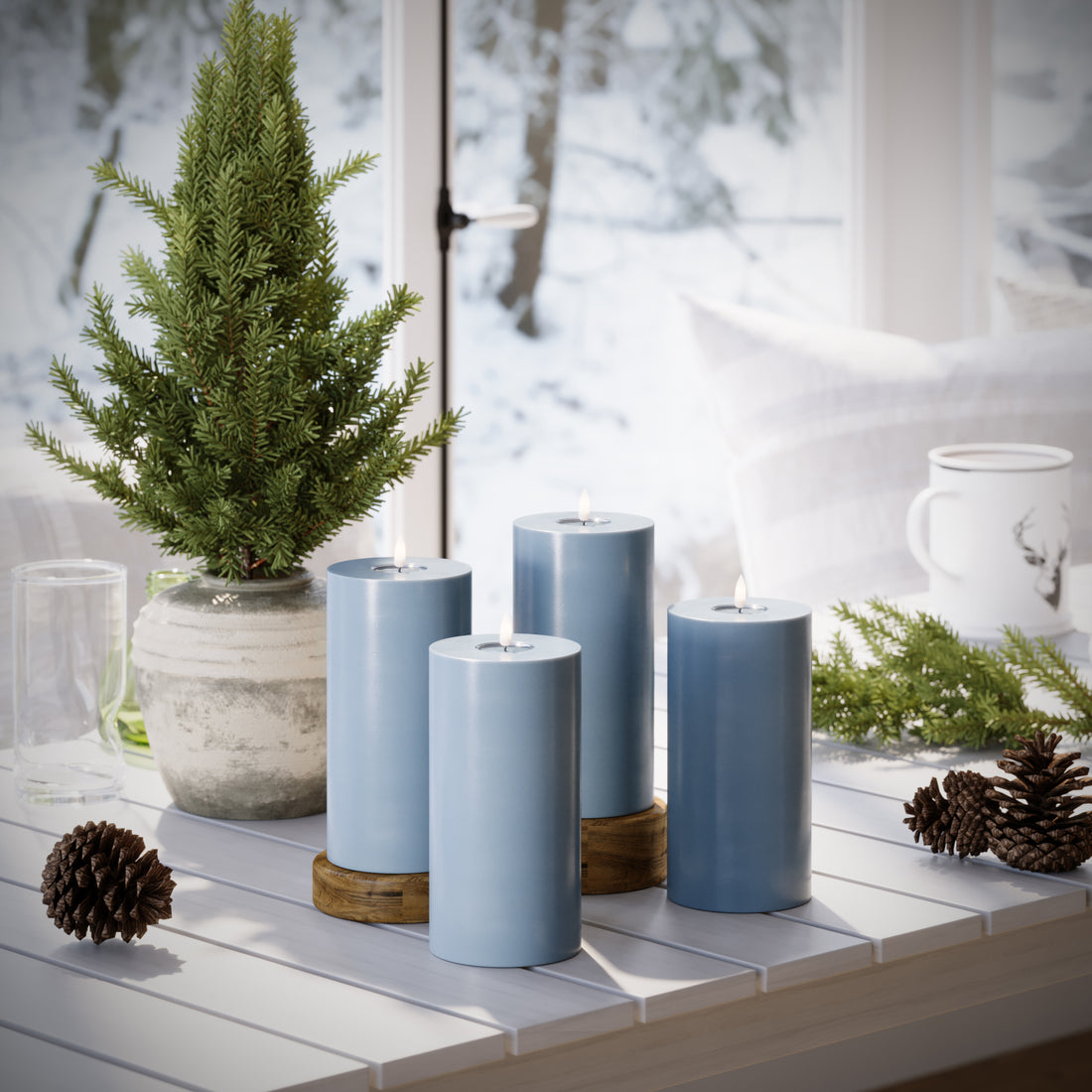 LED блокови светлини Ø 10 x 20 cm Ледено синьо - 4 бр