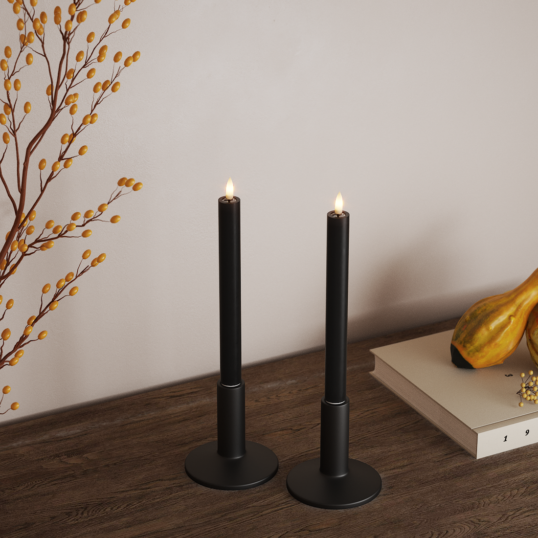 Deluxe Homeart LED Kronelys 2 stk, Ø 2 x 24 cm Sort LED kronelys 4