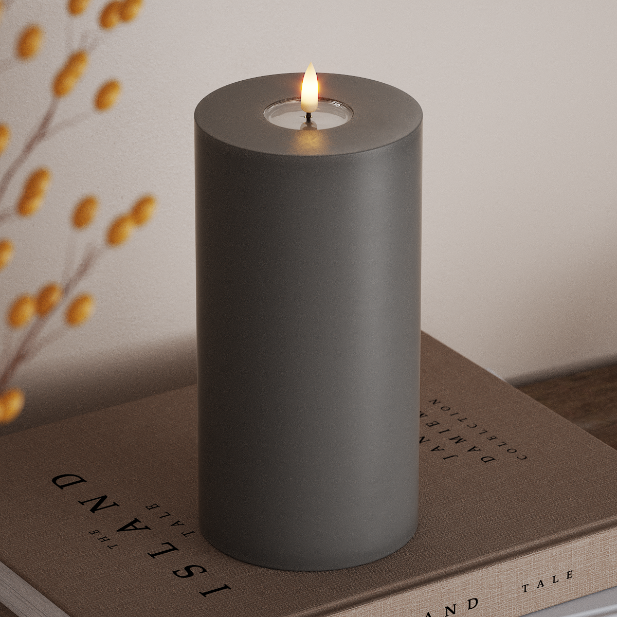 Deluxe Homeart LED блок лампа Ø 10 x 20 см Сиво LED блок светлина 3