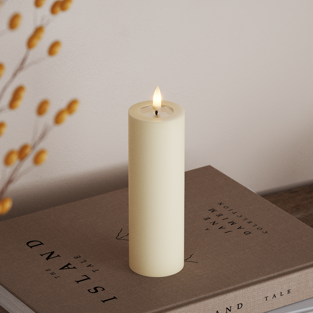 Deluxe Homeart Φωτιστικό μπλοκ LED Ø 5 x 15 cm Κρεμ Φως μπλοκ LED 4