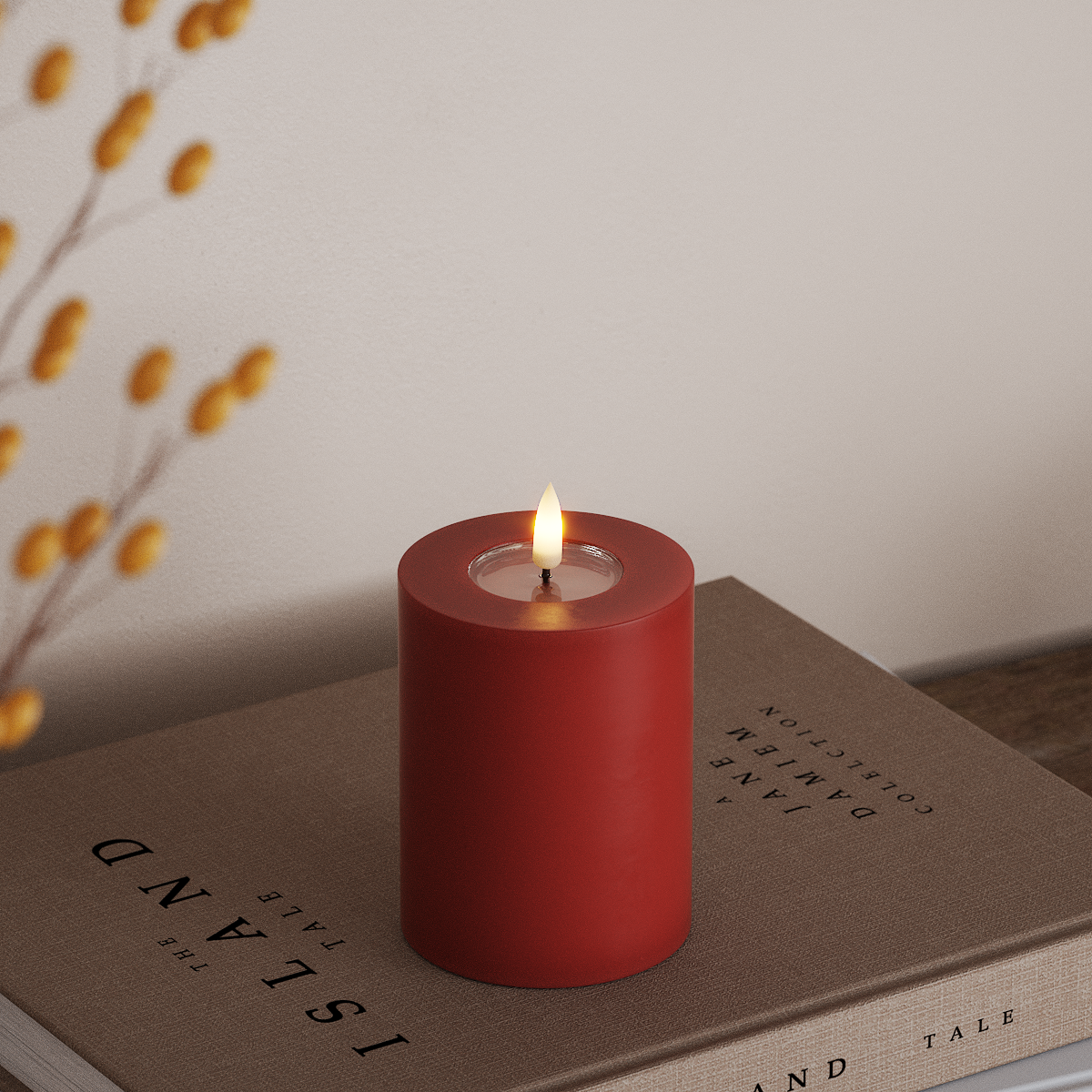 Deluxe Homeart LED блок лампа Ø 7,5 x 10 см Червено LED блок светлина 3