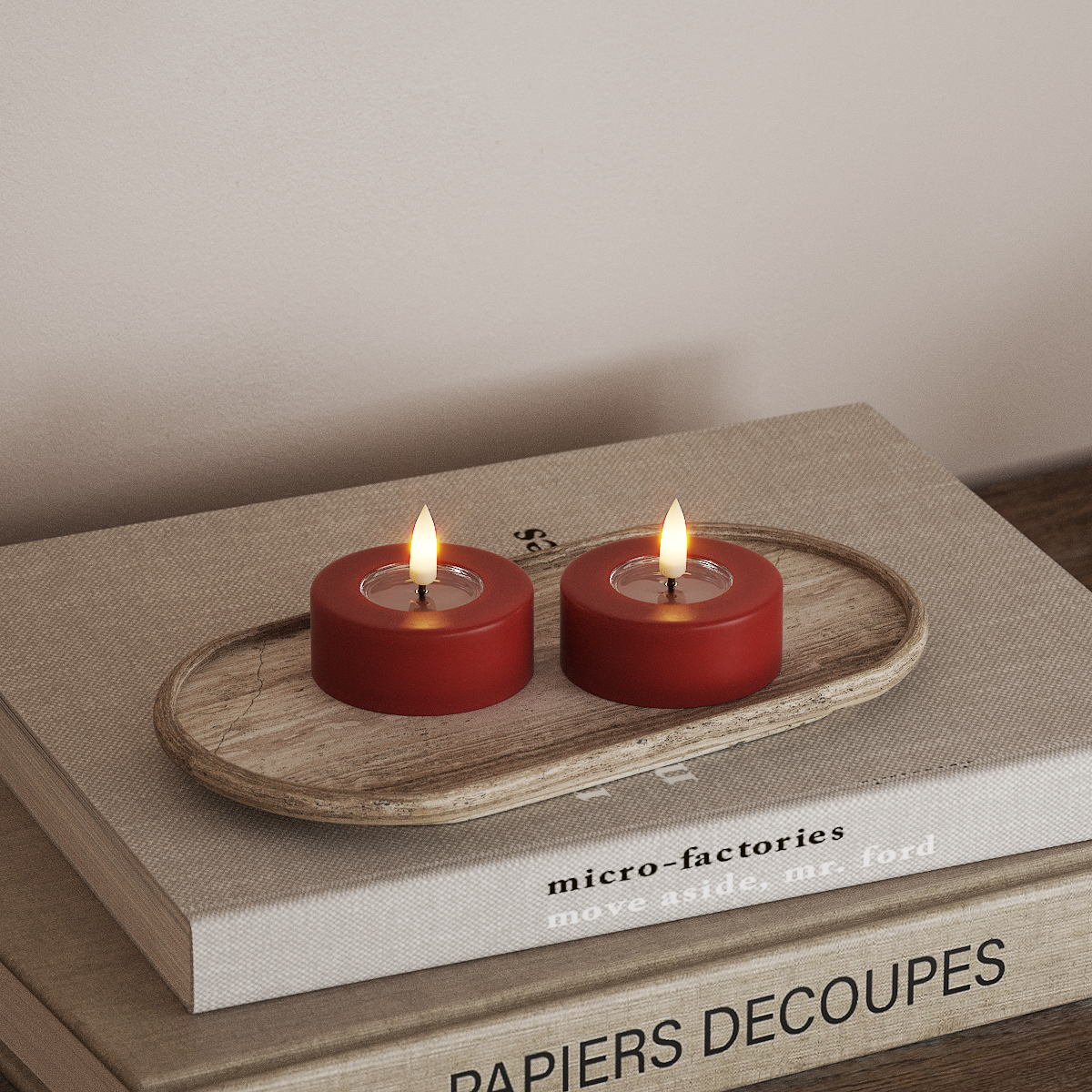 Deluxe Homeart LED Jumbo чаени свещи 2 бр. Голям Червено LED джъмбо лампа за чай 3