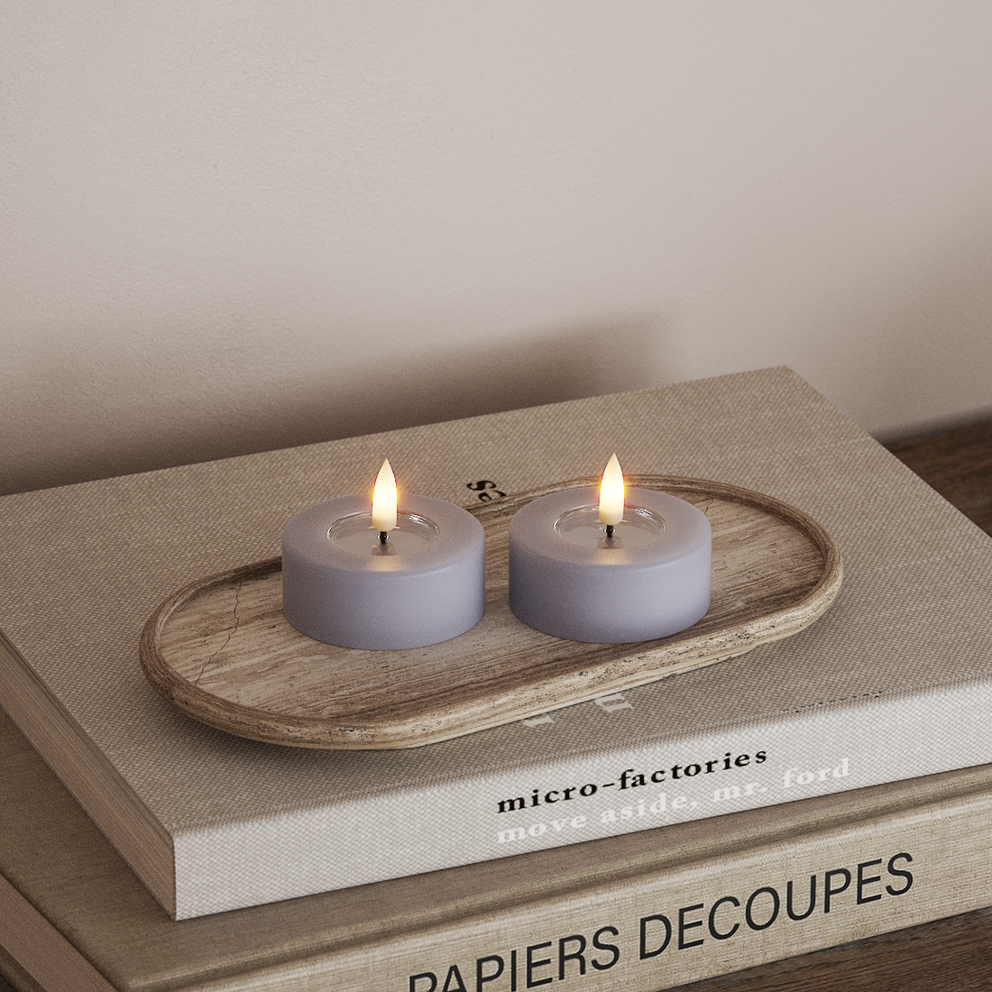 Deluxe Homeart LED Jumbo Fyrfadslys 2 stk. Store Støvet blå LED jumbo fyrfadslys 4