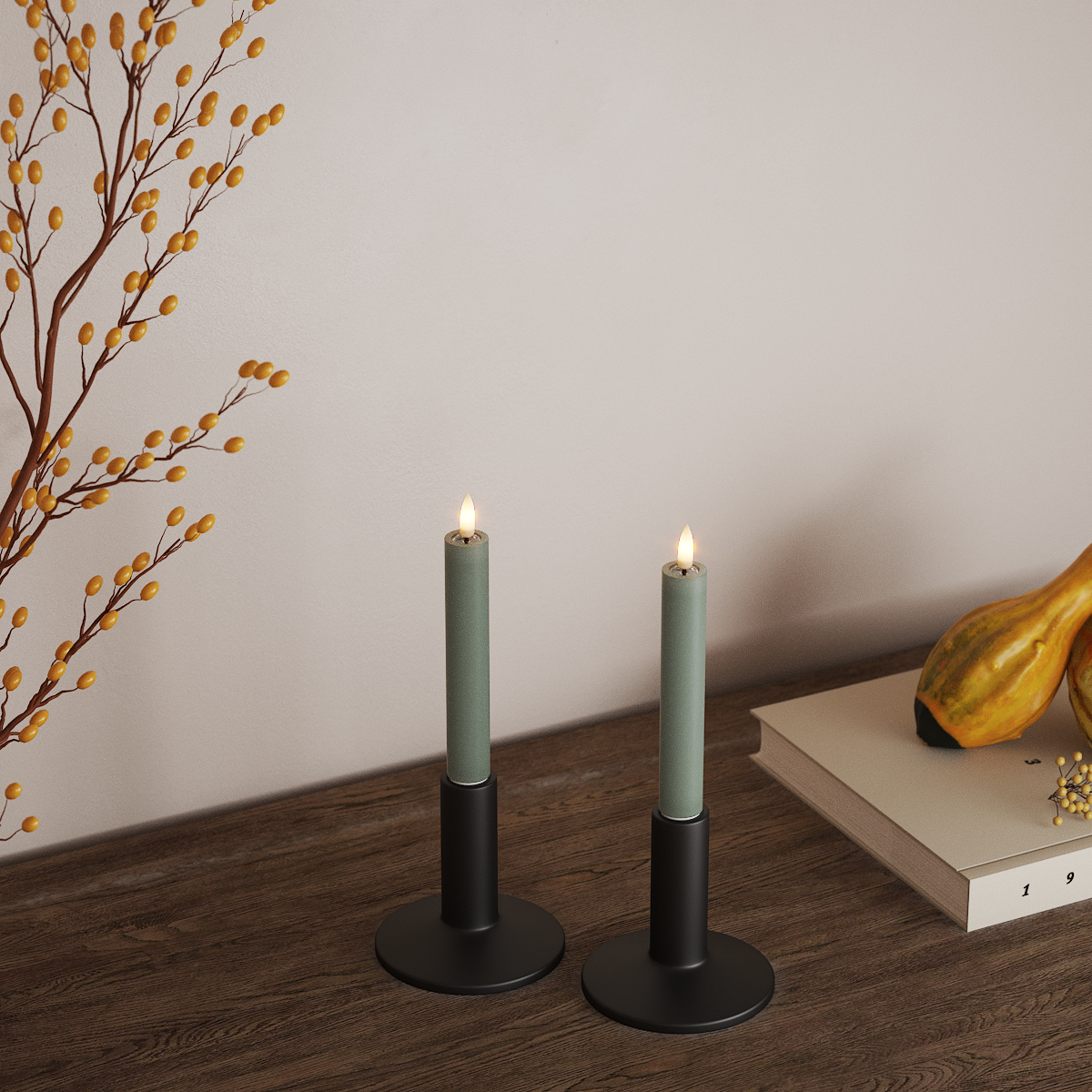 Deluxe Homeart LED Коронна лампа 2 бр, Ø 2 x 15 см Салвийно зелено LED корона 3