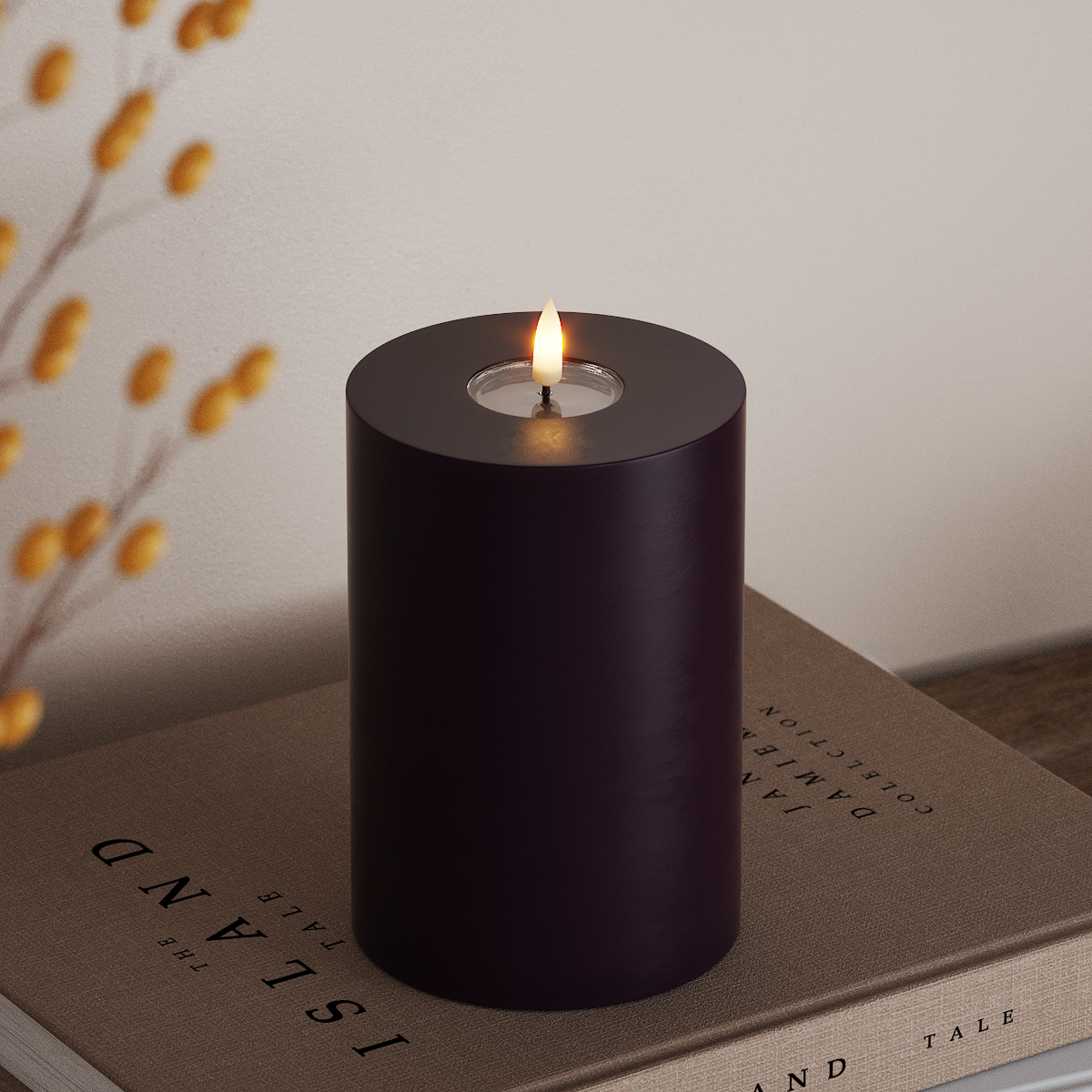 Deluxe Homeart LED Blokklys Ø 10 x 15 cm Mørkelilla LED blokklys 3