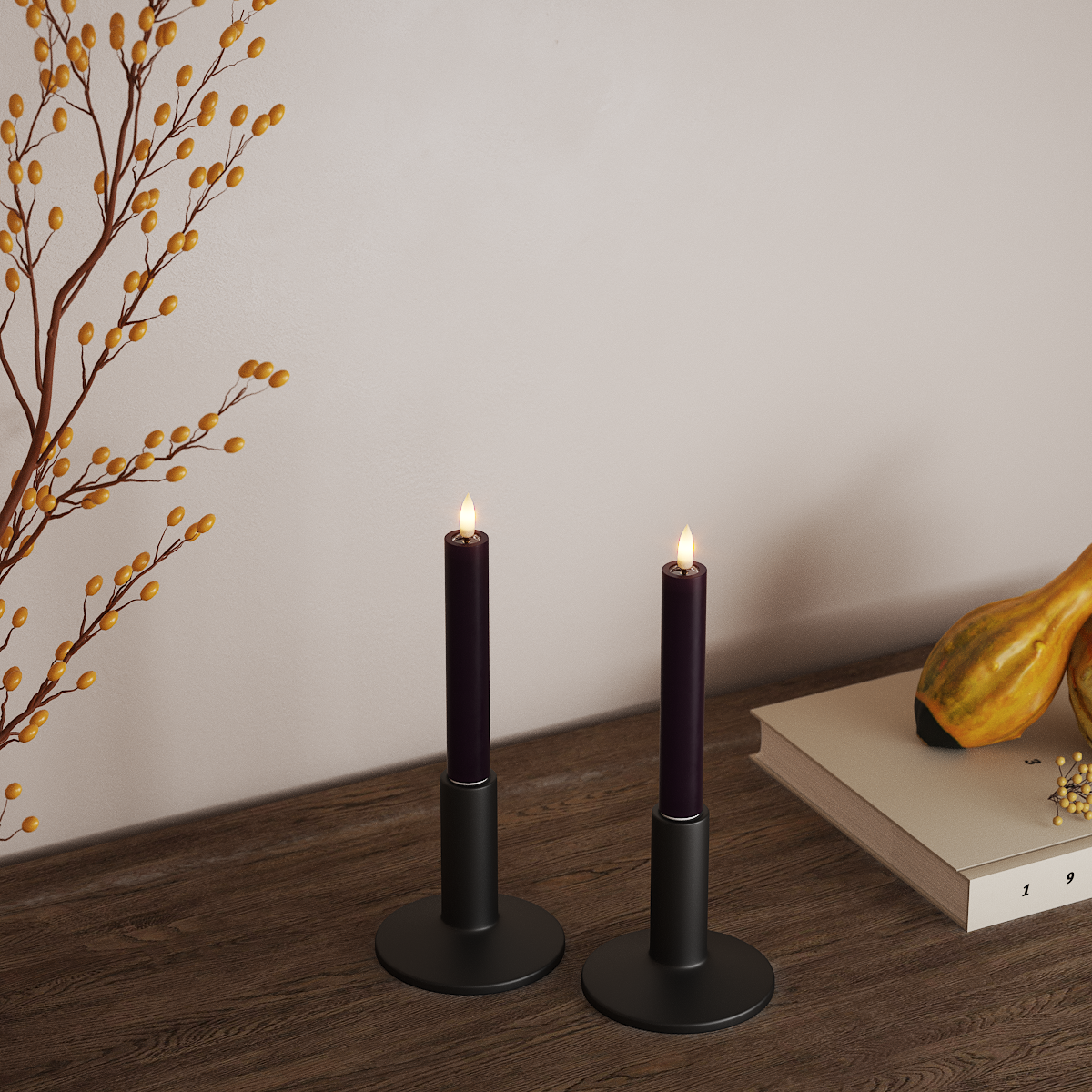 Deluxe Homeart LED φωτιστικό κορώνας 2 τμχ, Ø 2 x 15 cm Σκούρο μωβ Φως κορώνας LED 3