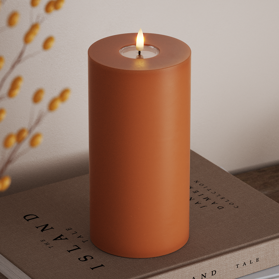 Deluxe Homeart Φωτιστικό μπλοκ LED Ø 10 x 20 cm Πορτοκαλί Φως μπλοκ LED 4