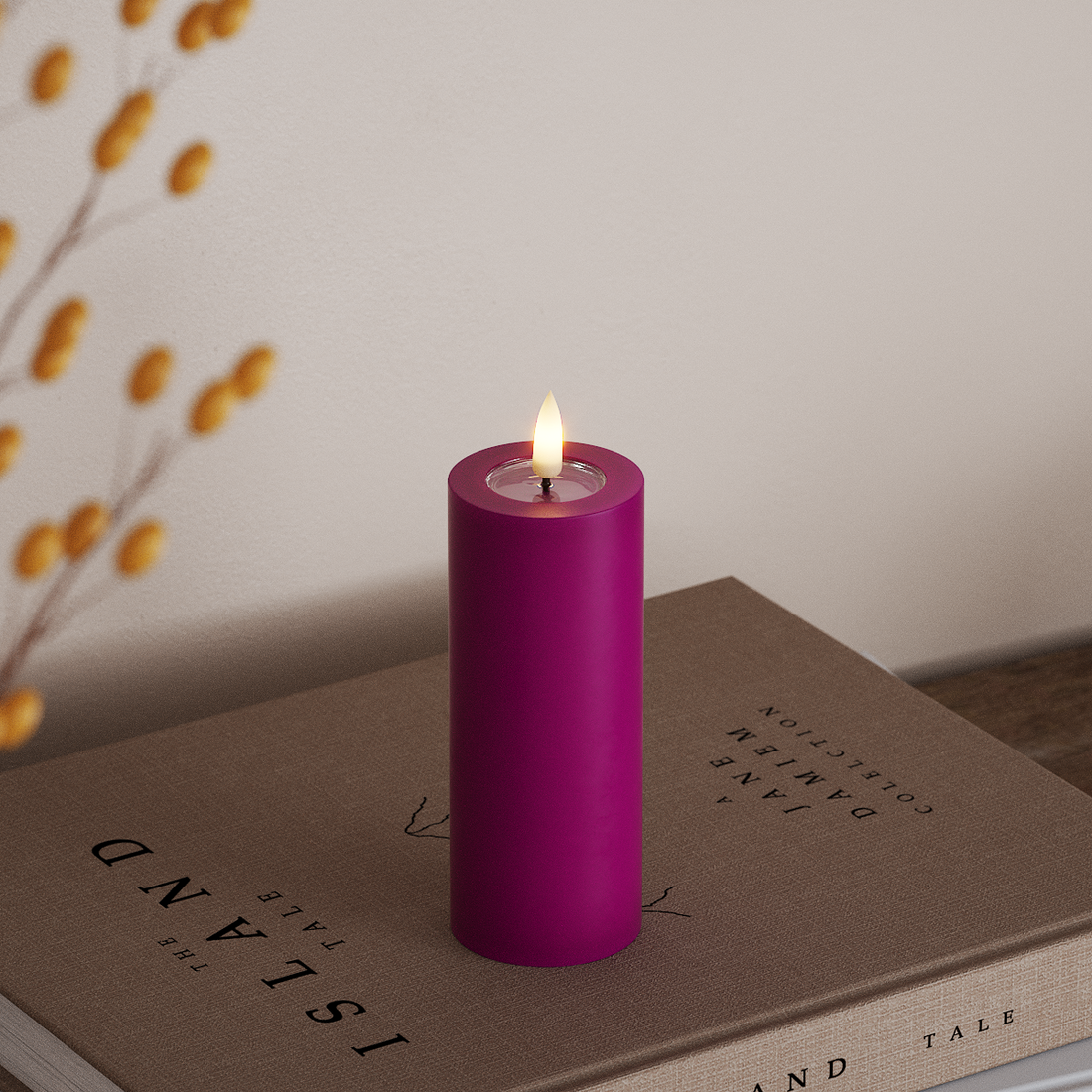 Deluxe Homeart LED Bloklys Ø 5 x 12,5 cm Violet LED bloklys 4