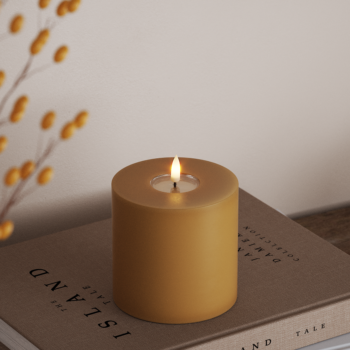 Deluxe Homeart LED блок лампа Ø 10 x 10 см Горчично LED блок светлина 3