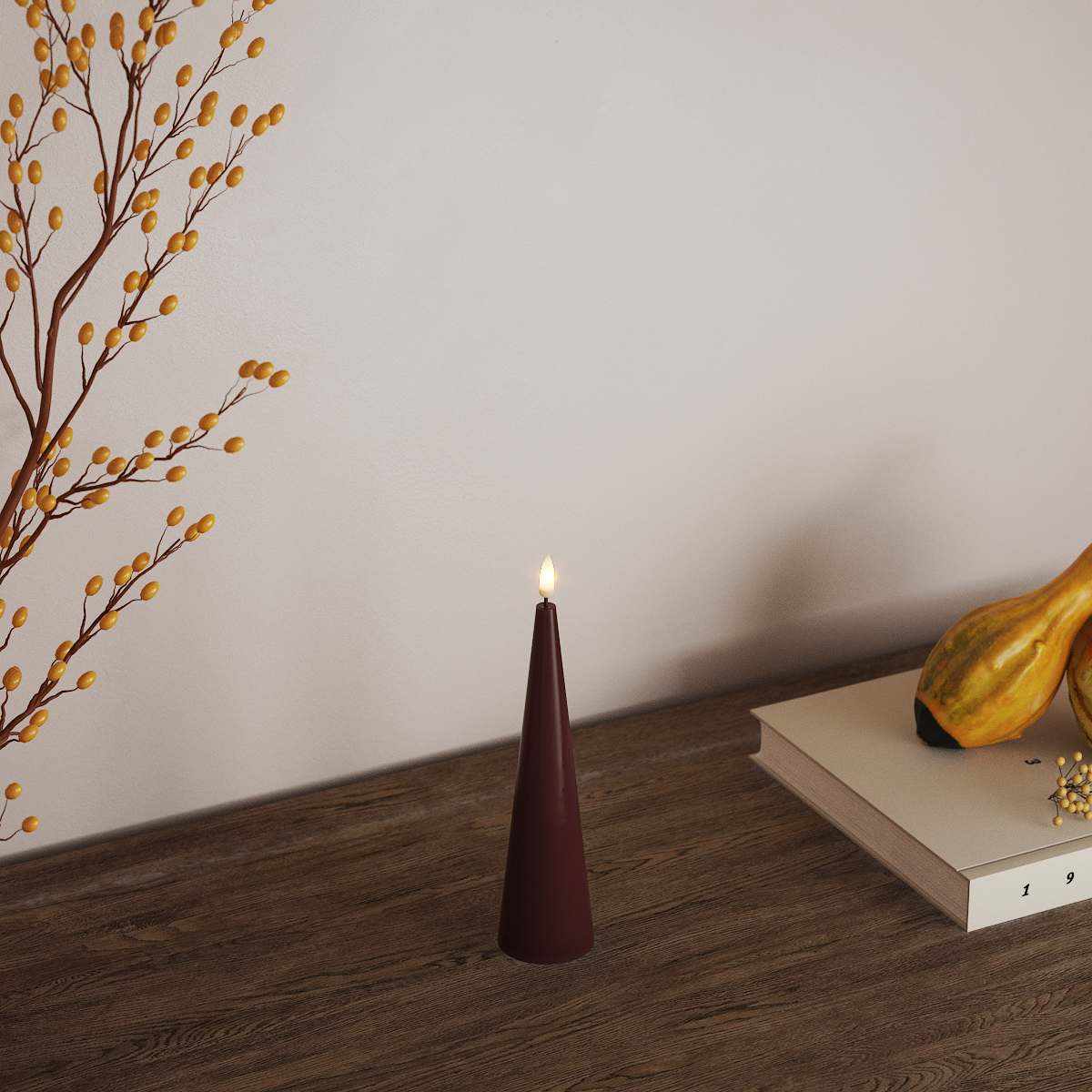 Deluxe Homeart Světelný kužel D 5 x V 20 cm Bordó LED kuželové světlo 3