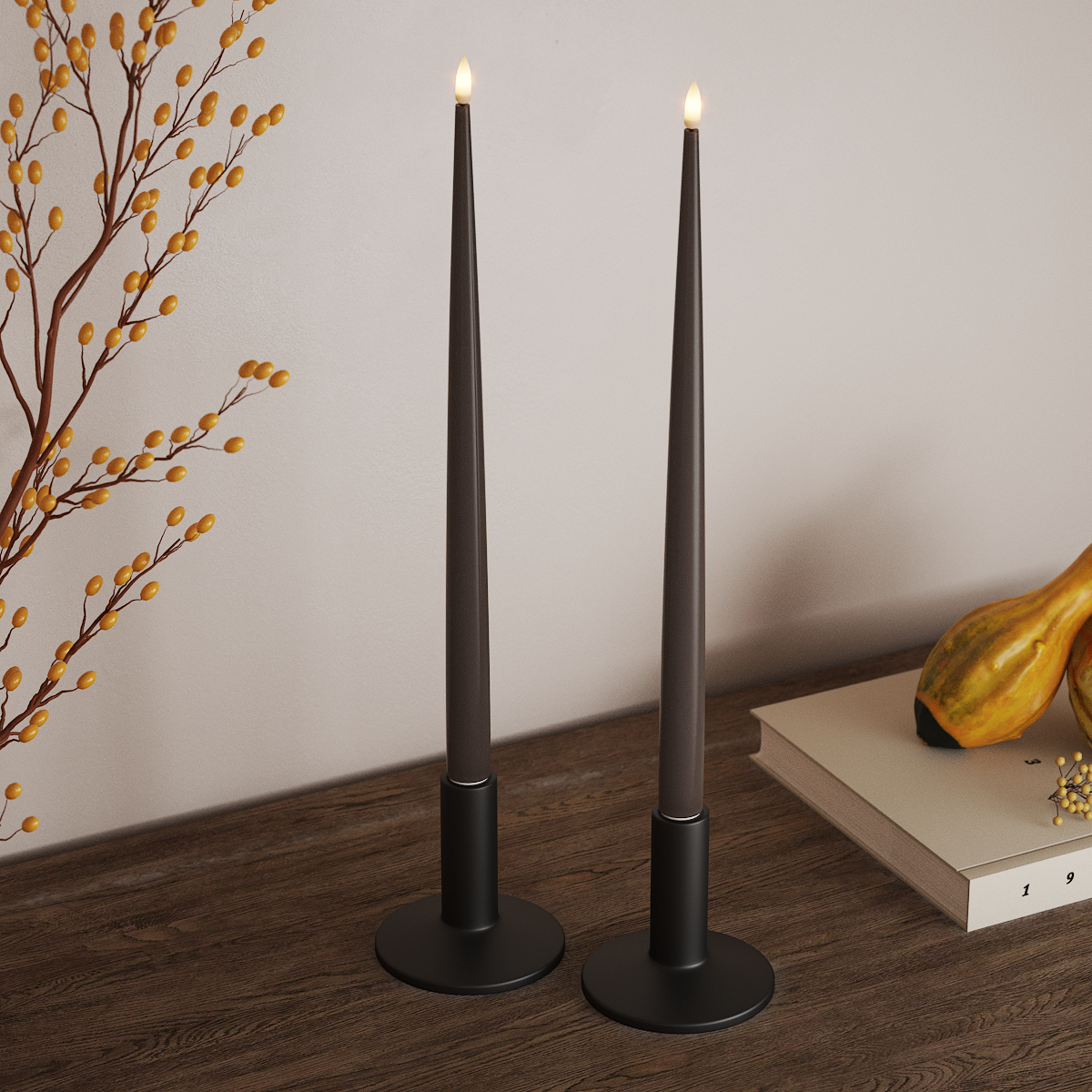 Deluxe Homeart Φωτιστικό κεριού LED με Λάκα, 2 τμχ 38 cm Μόκα Φως κεριού LED 3