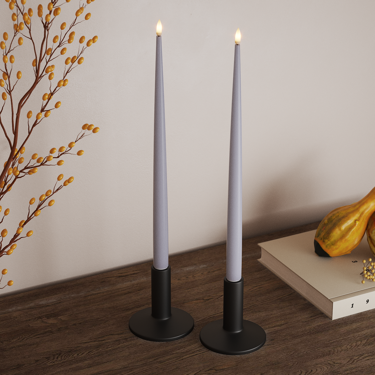 Deluxe Homeart Φωτιστικό κεριού LED με Λάκα, 2 τμχ 38 cm Ξεθωριασμένο μπλε Φως κεριού LED 3