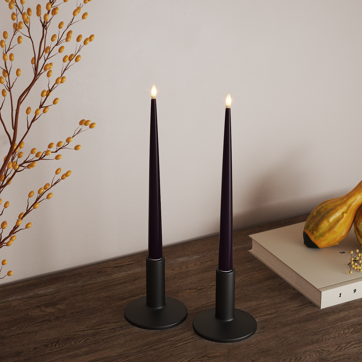 Deluxe Homeart LED свещ с лак, 2 броя 28 см Тъмнолилаво LED свещ 3