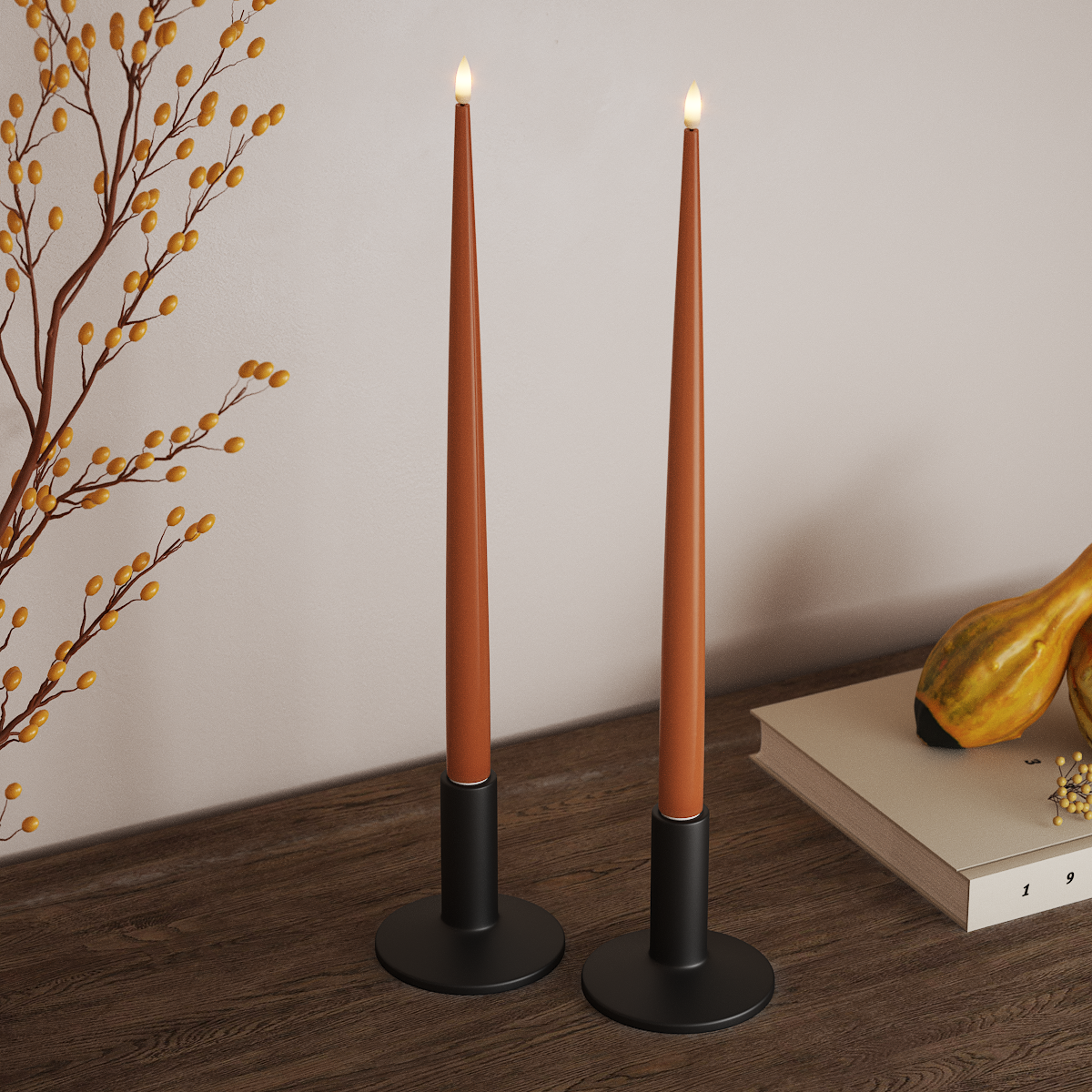 Deluxe Homeart LED свещ с лак, 2 бр 38 см Оранжево LED свещ 3
