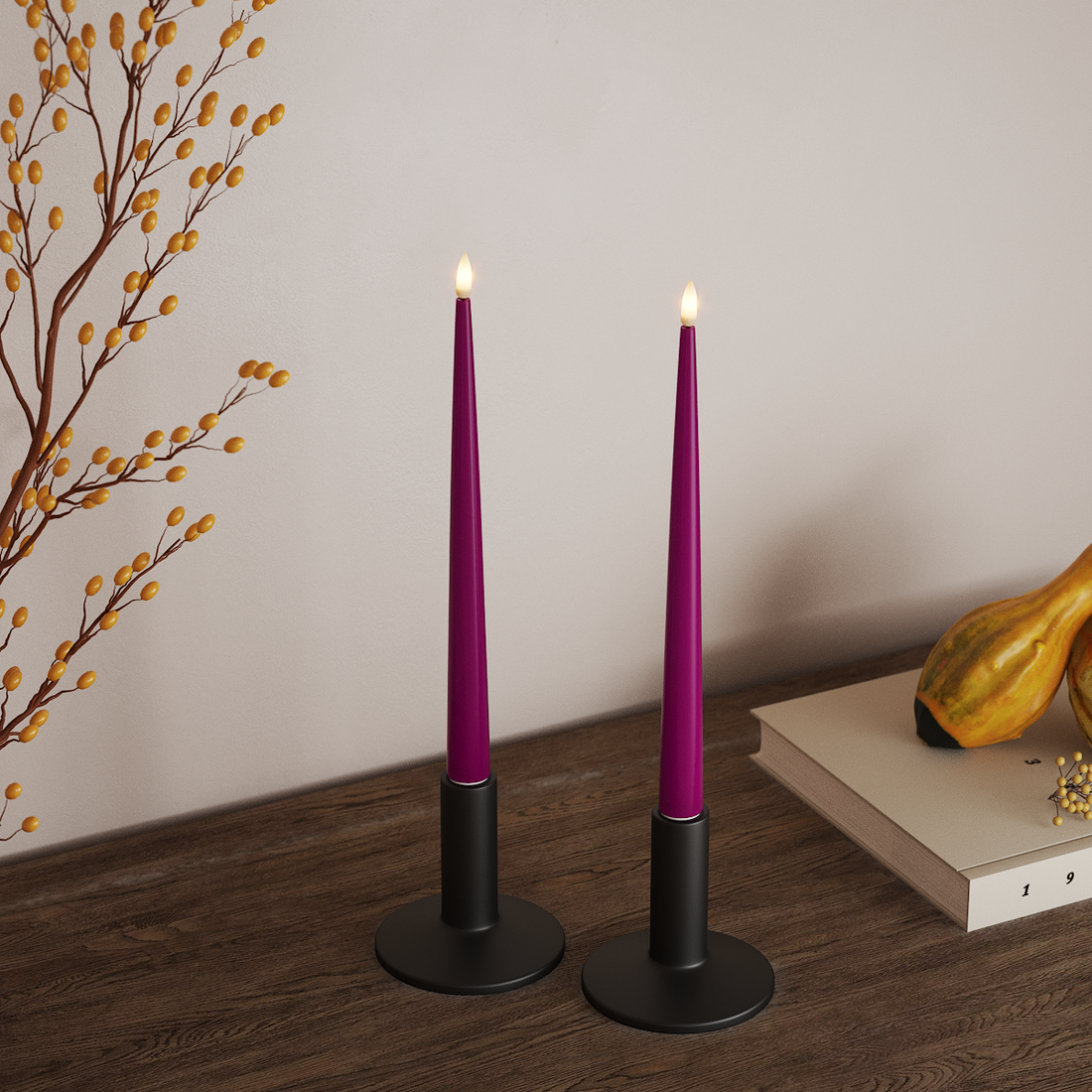Deluxe Homeart LED свещ с лак, 2 броя 28 см Виолетово LED свещ 3