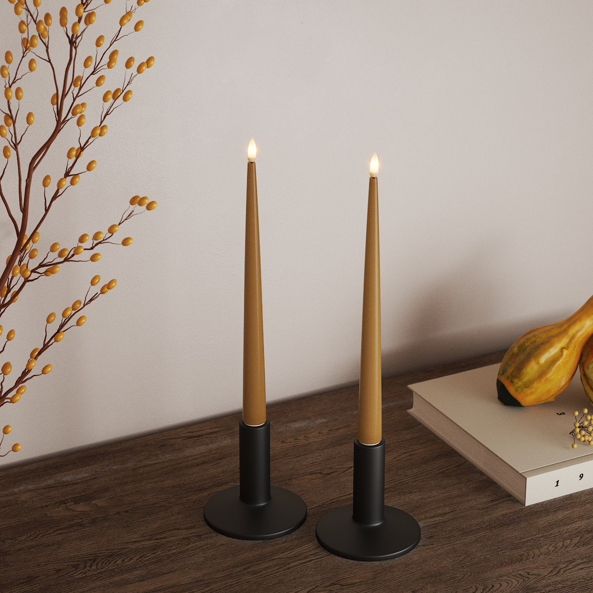 Deluxe Homeart LED Kertelys med Lak, 2 stk 28 cm Karry LED kertelys 3