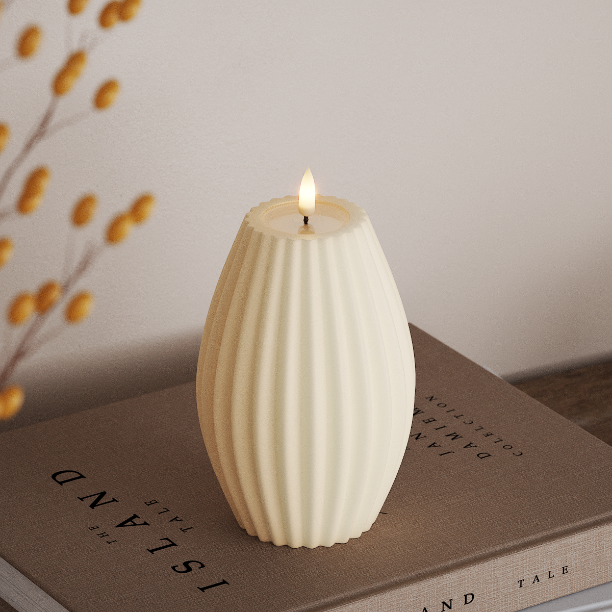 Deluxe Homeart LED лампа с жлеб D 10 x H 15 cm Кремаво LED жлеб светлина 3