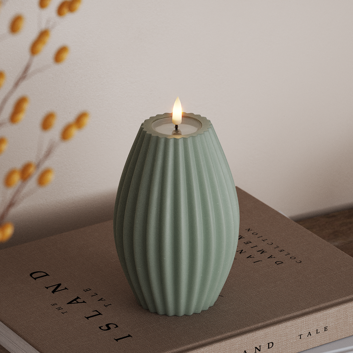 Deluxe Homeart LED Rillelys D 10 x H 15 cm Salvie grøn LED rillelys 3