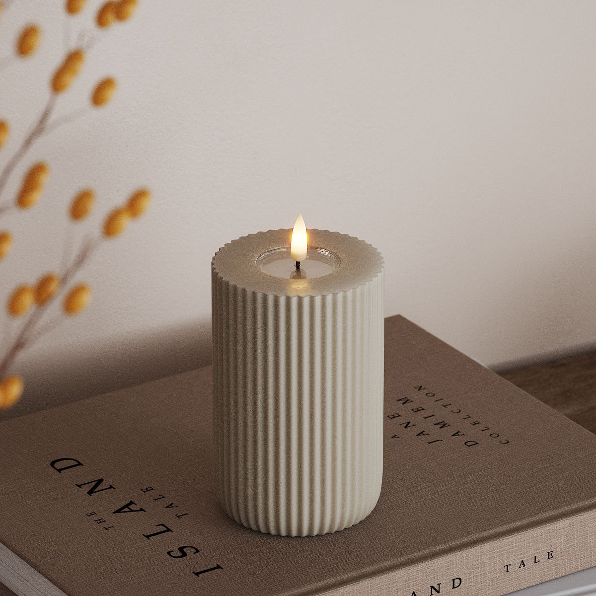 Deluxe Homeart Solid Stripe Светодиодна блокова лампа Ø 8 X 12,5 Cm Пясъчно LED форма 3