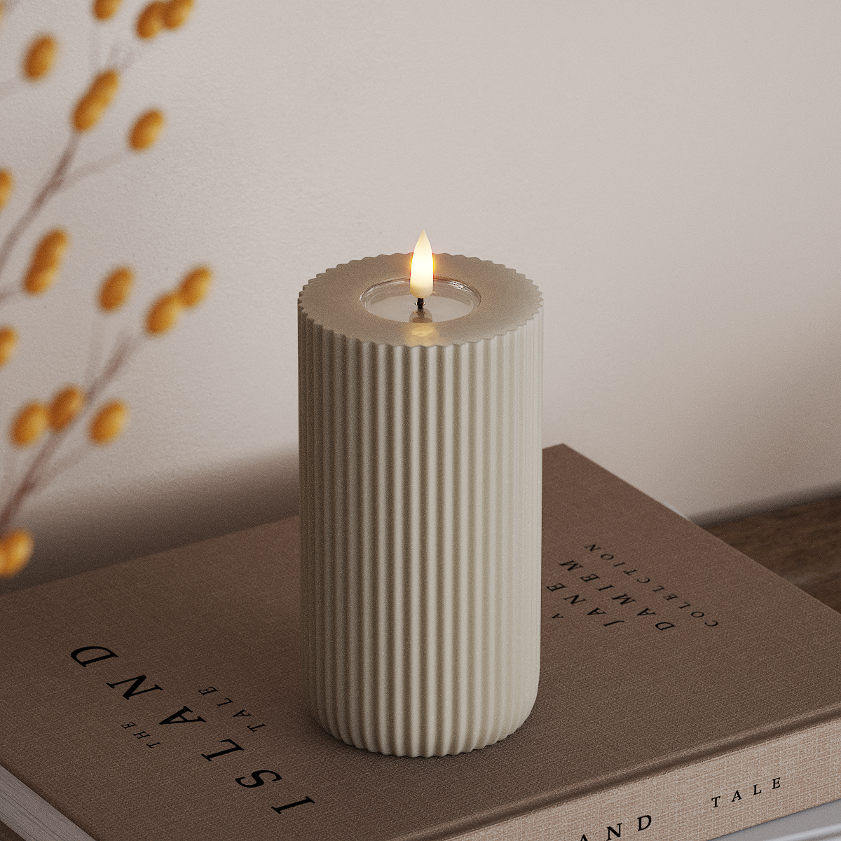 Deluxe Homeart Solid Stripe Светодиодна блокова лампа Ø 8 X 15 Cm Пясъчно LED форма 3