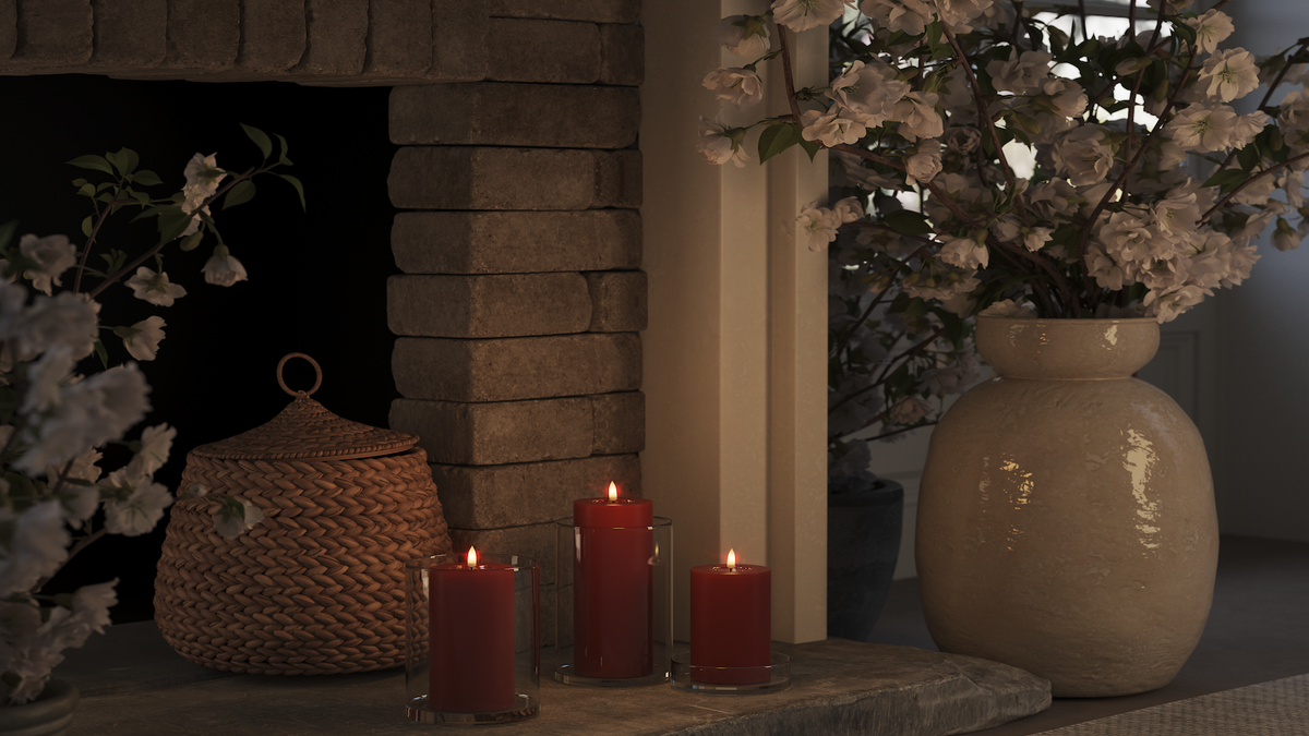LED Blokker lys med naturtro LED flamme