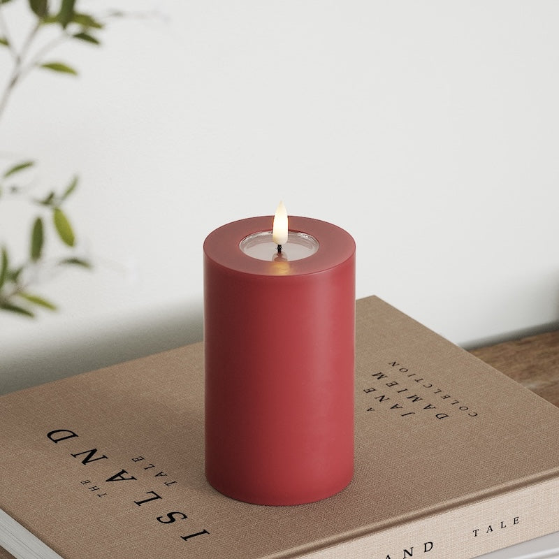 Deluxe Homeart LED Blockljus Ø 7,5 x 12,5 cm Bordeaux