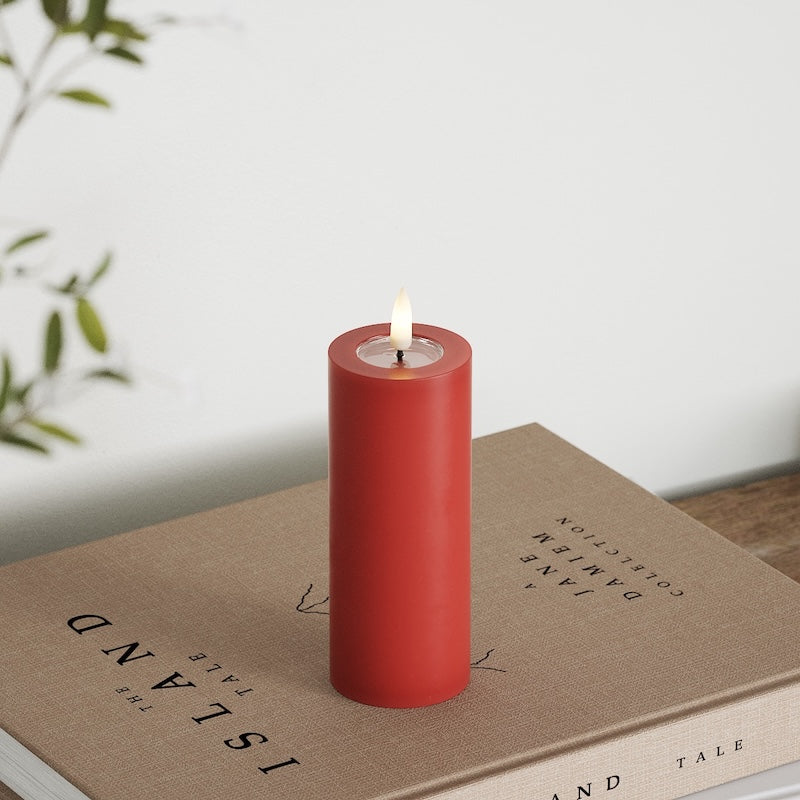 Deluxe Homeart LED Bloklys Ø 5 x 12,5 cm Rød