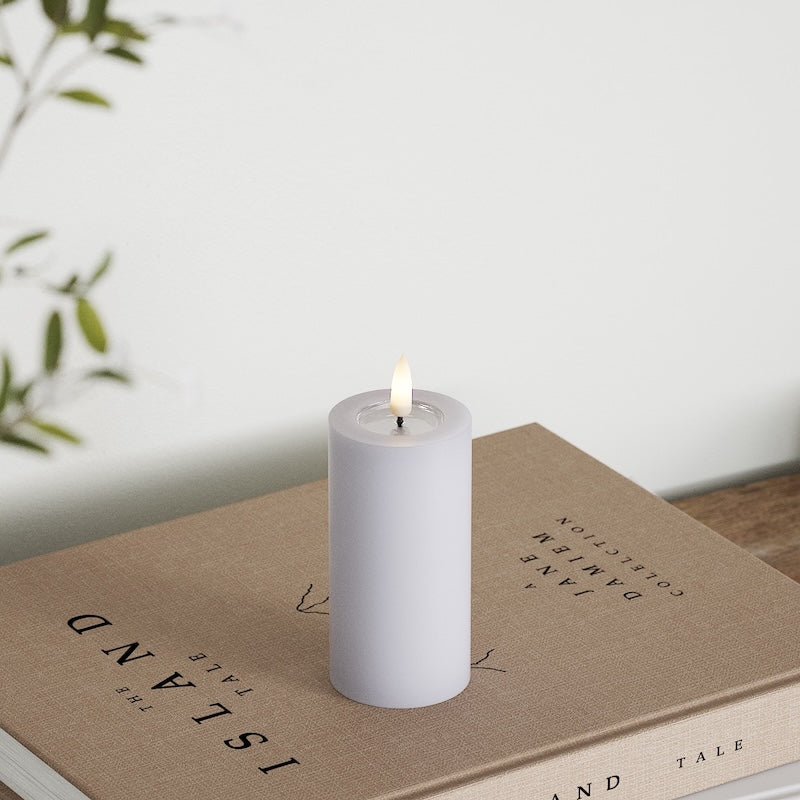 Deluxe Homeart LED Bloklys Ø 5 x 10 cm Støvet blå