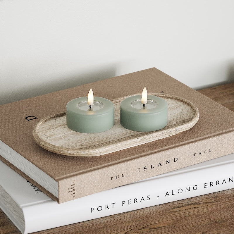 Deluxe Homeart LED Jumbo чаени свещи 2 бр. (голям) Салвийно зелено