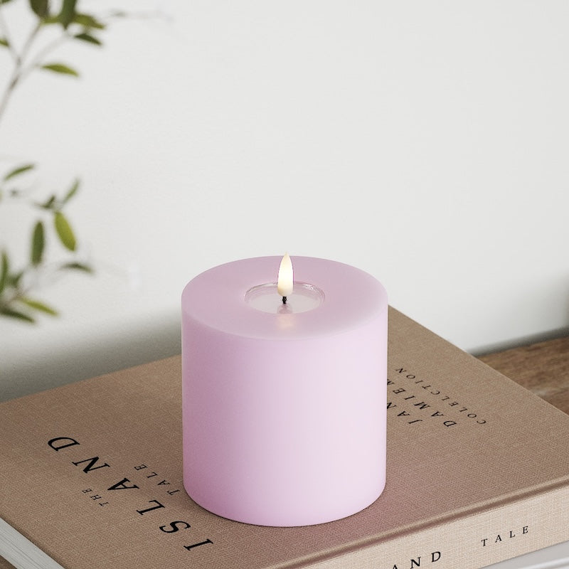 Deluxe Homeart LED Bloklys Ø 10 x 10 cm Lavendel