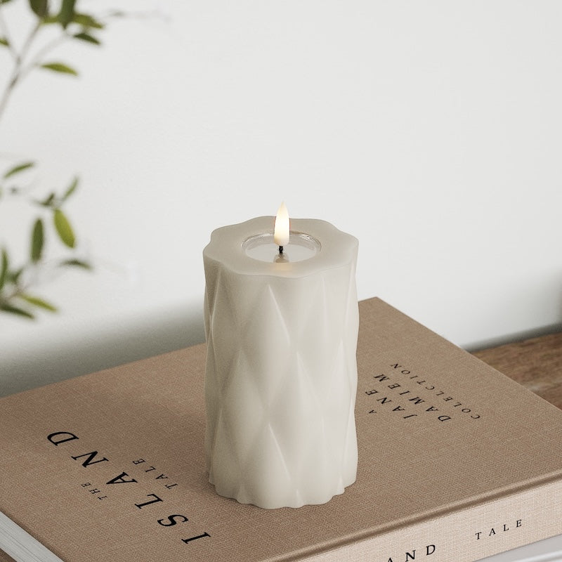 Deluxe Homeart Harlequin LED Blokklys Ø 7,5 x 12,5 cm Sand