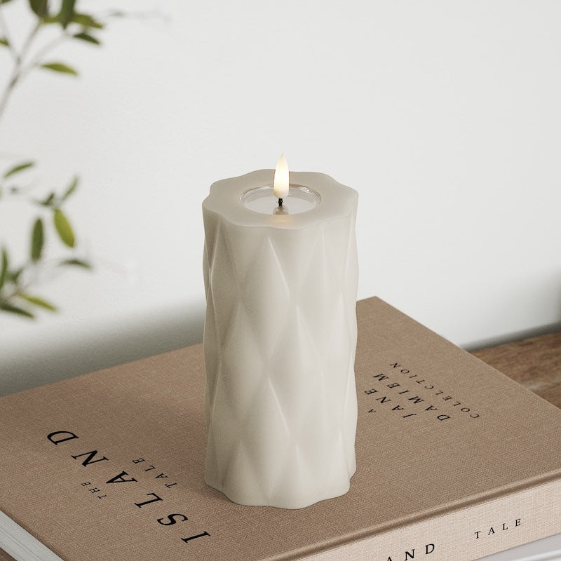 Deluxe Homeart Harlequin LEDs Vela pilar Ø 7,5 x 15 cm Areia