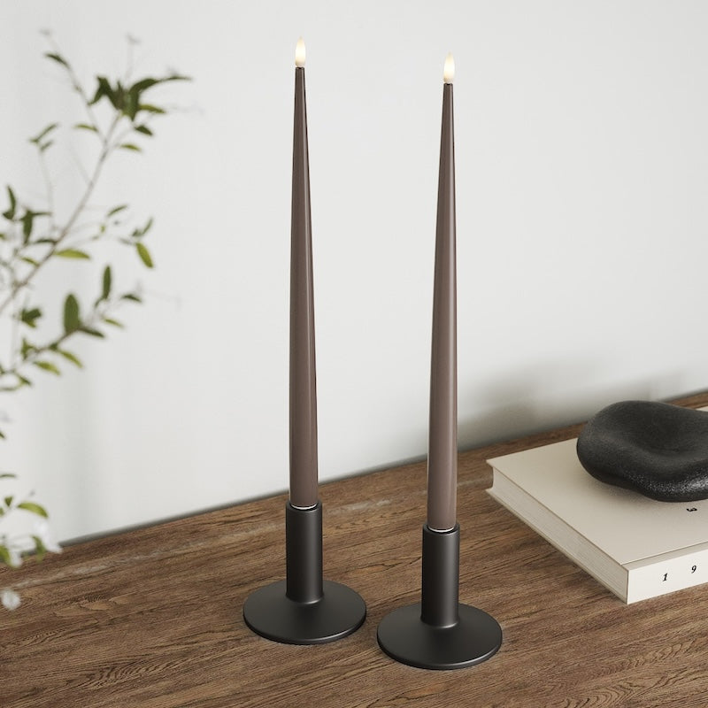 Deluxe Homeart Φωτιστικό κεριού LED με βερνίκι, 2 τμχ (38 cm) Μόκα