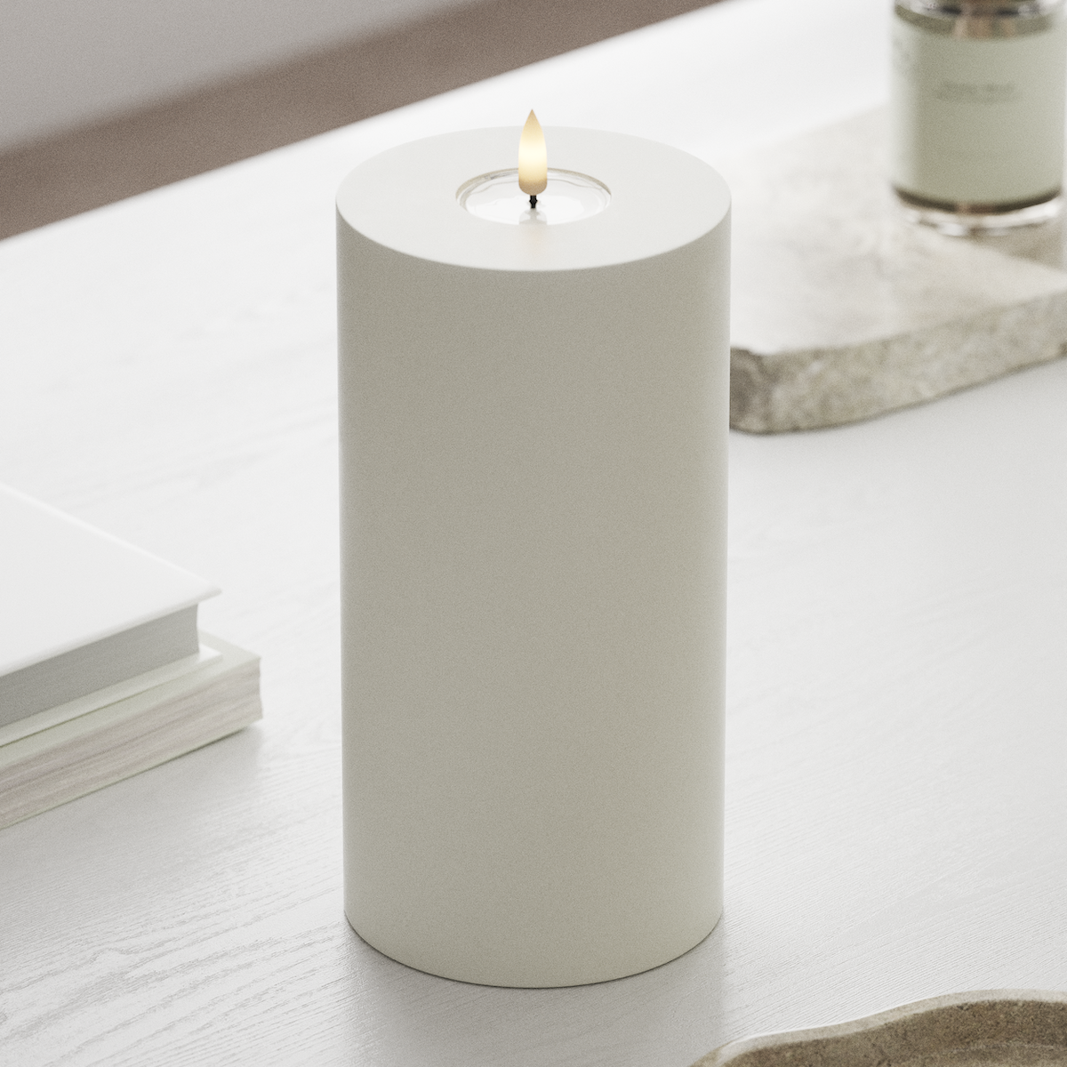 Deluxe Homeart LED блок лампа Ø 10 x 20 см Бяло LED блок светлина 1