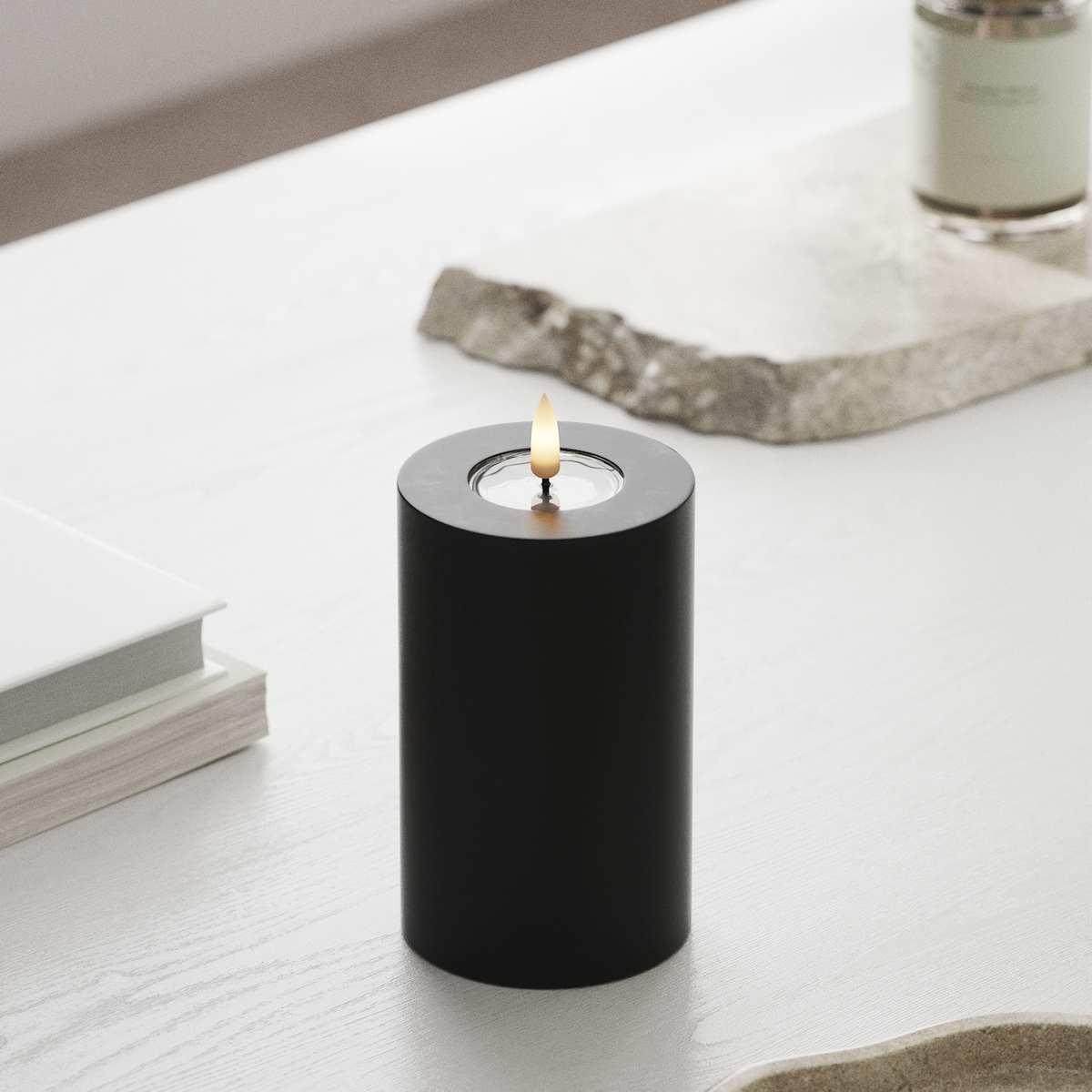 Deluxe Homeart LED Blockljus Ø 7,5 x 12,5 cm Svart LED Blockljus 1