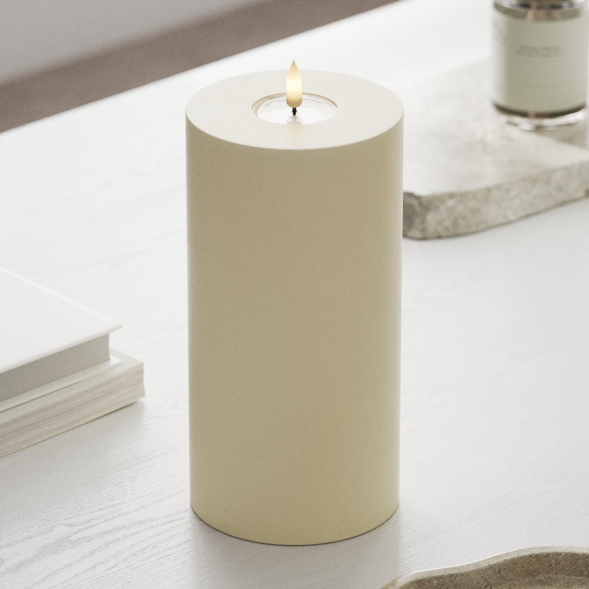 Deluxe Homeart LED блок лампа Ø 10 x 20 см Кремаво LED блок светлина 1