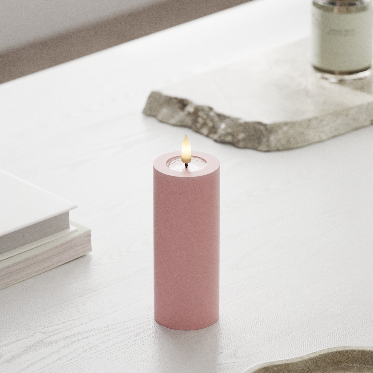 Deluxe Homeart LED Bloklys Ø 5 x 12,5 cm Lyserød LED bloklys 1