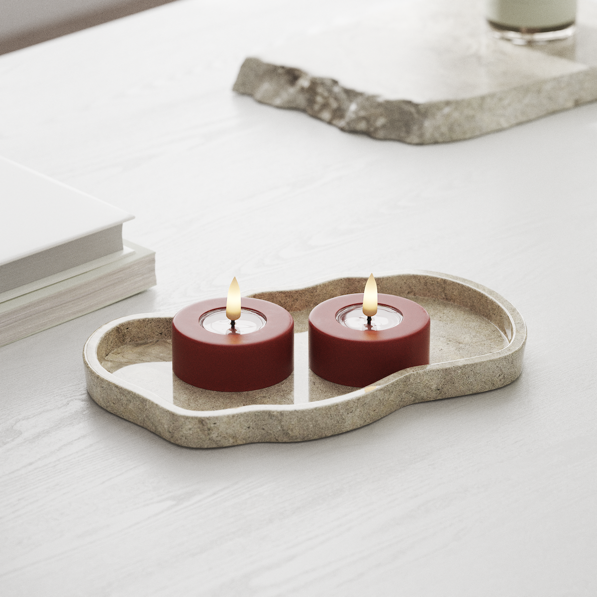 Deluxe Homeart LED Jumbo чаени свещи 2 бр. Голям Червено LED джъмбо лампа за чай 1