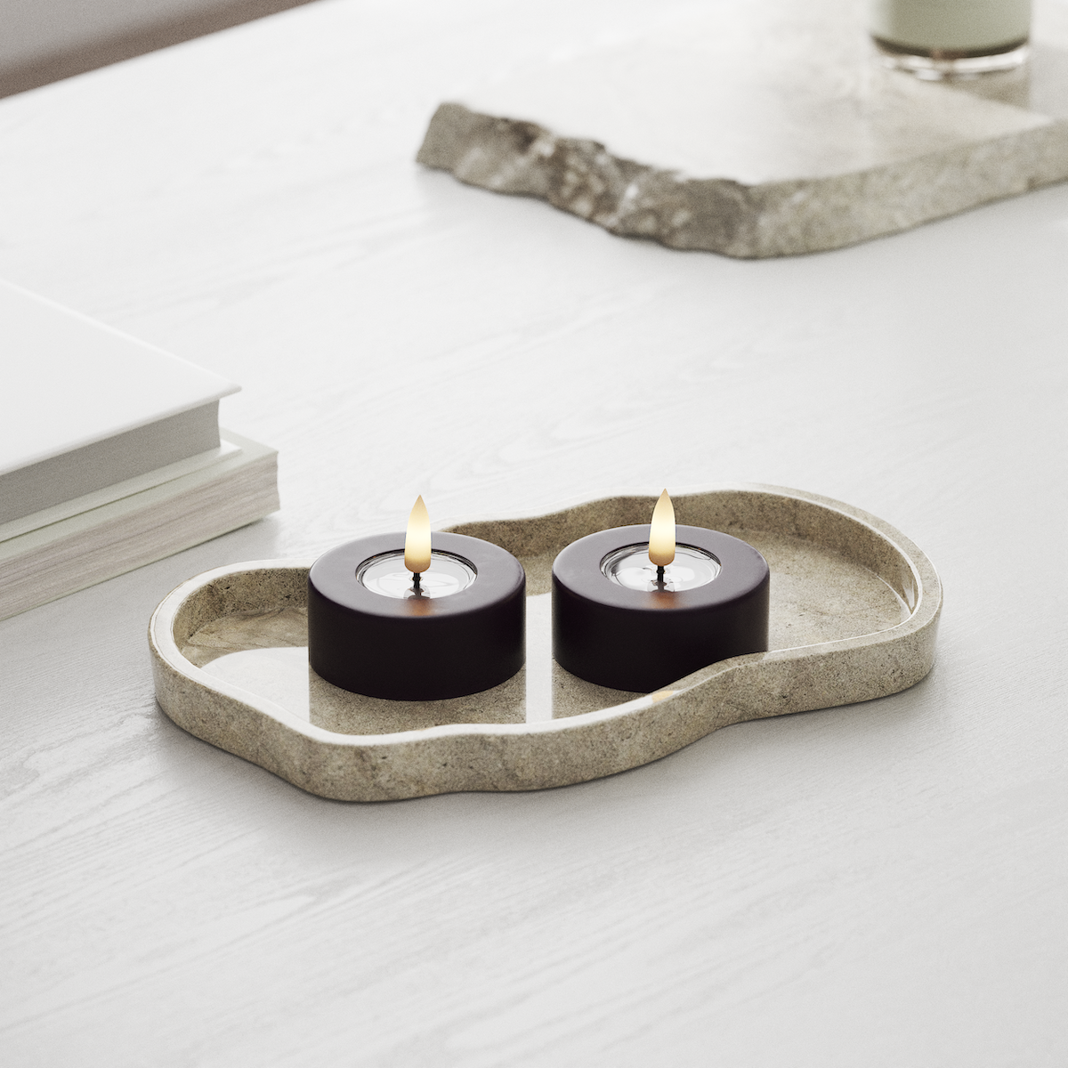 Deluxe Homeart LED Jumbo чаени свещи 2 бр. Голям Тъмнолилаво LED джъмбо лампа за чай 1