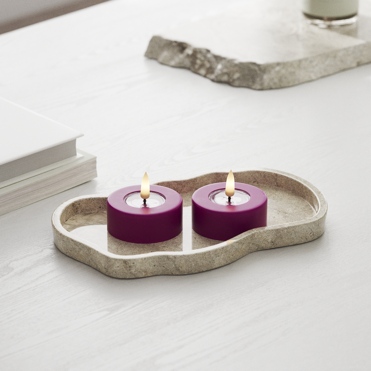 Deluxe Homeart LED Jumbo чаени свещи 2 бр. Голям Виолетово LED джъмбо лампа за чай 1