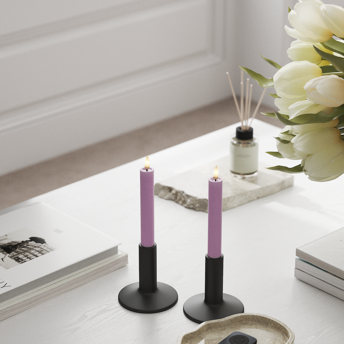 Deluxe Homeart LED φωτιστικό κορώνας 2 τμχ, Ø 2 x 15 cm Λεβάντα Φως κορώνας LED 1